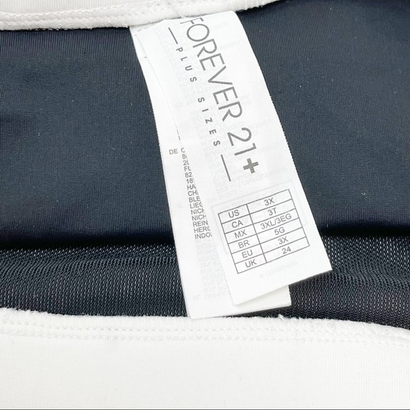 FOREVER 21+ Women’s Plus Size Swim Bottom Black White High Waist Modest - Picture 7 of 9
